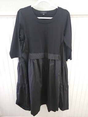 Australian Timeless Black Poplin Tiered Dress by Tirelli